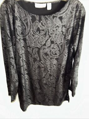 Susan Graver Black Tunic with Silver Paisley Sparkle